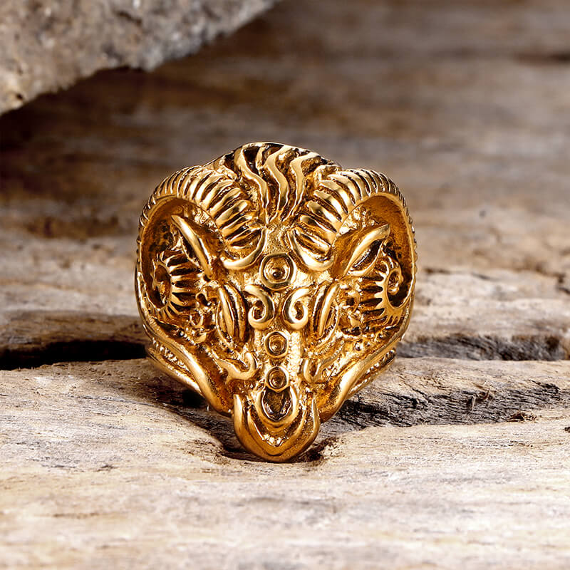 Goat Head Stainless Steel Ring