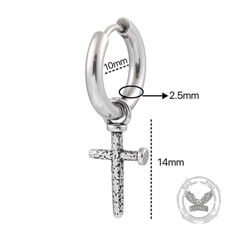Nail Cross Stainless Steel Stud Earrings