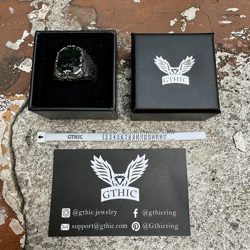 Patterns Green Zircon Stainless Steel Ring