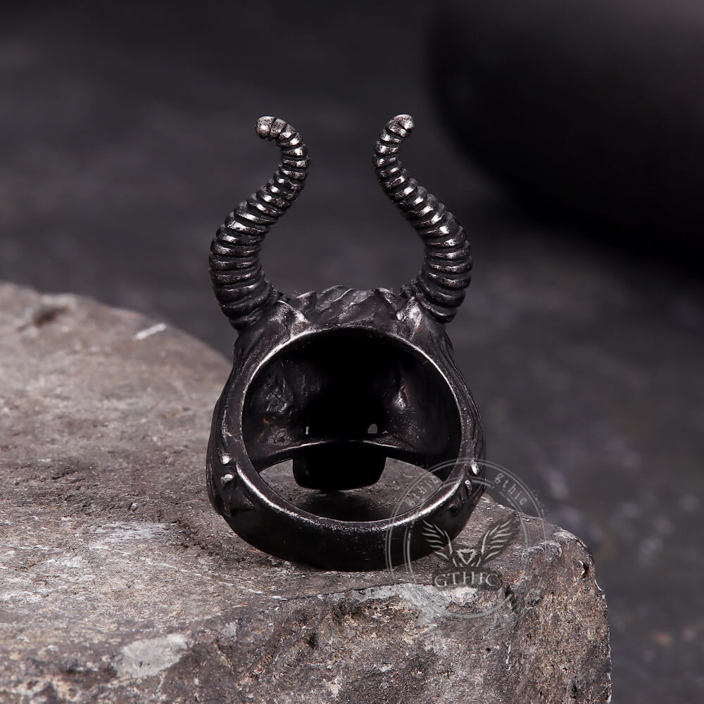 Satan Horn Stainless Steel Skull Ring
