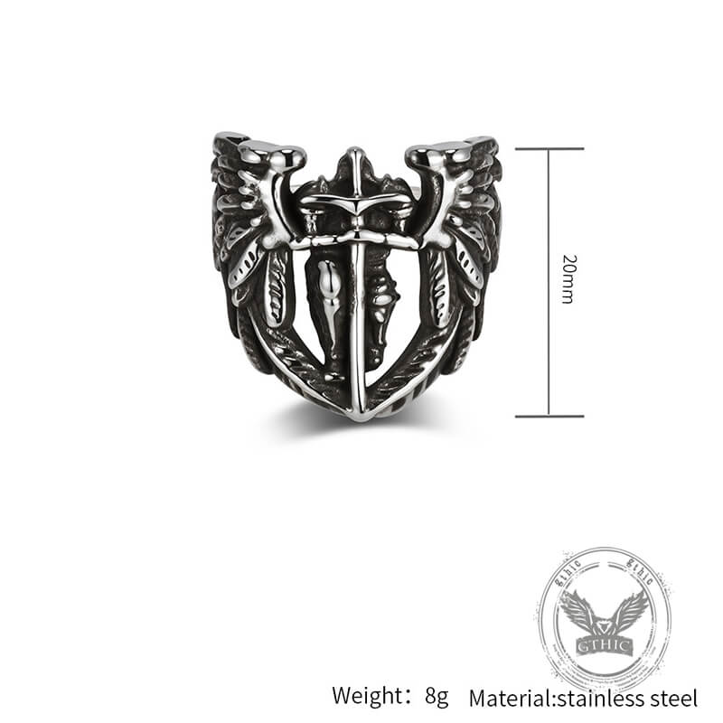 St. Michael Archangel Stainless Steel Hollow Ring