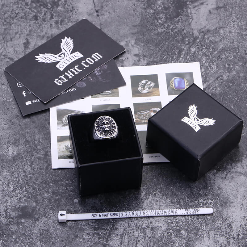 Sunflower Skull Stainless Steel Ring
