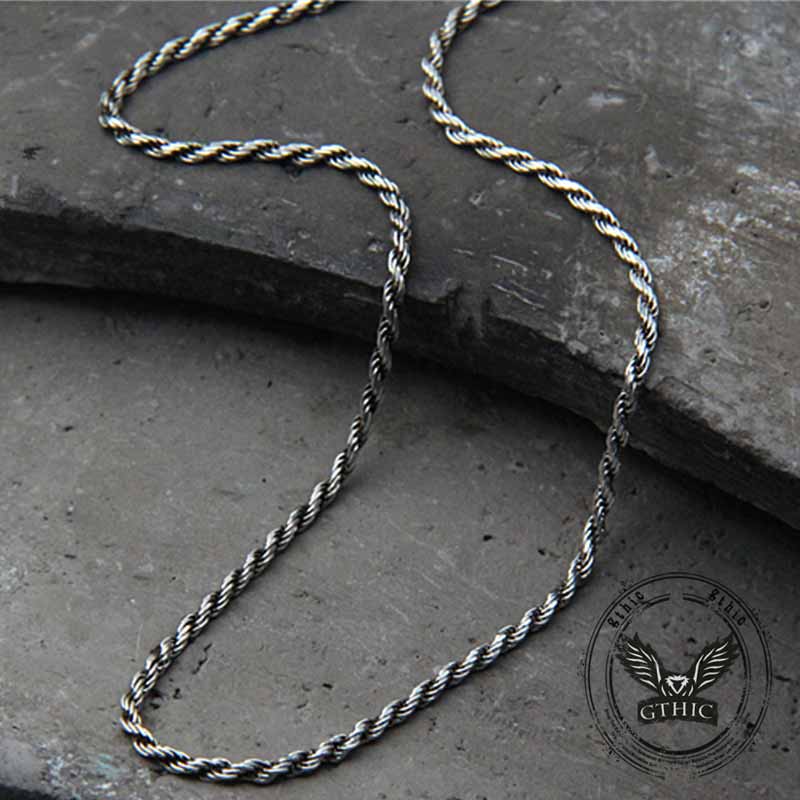 Twisted Cord Braided Sterling Silver Necklace