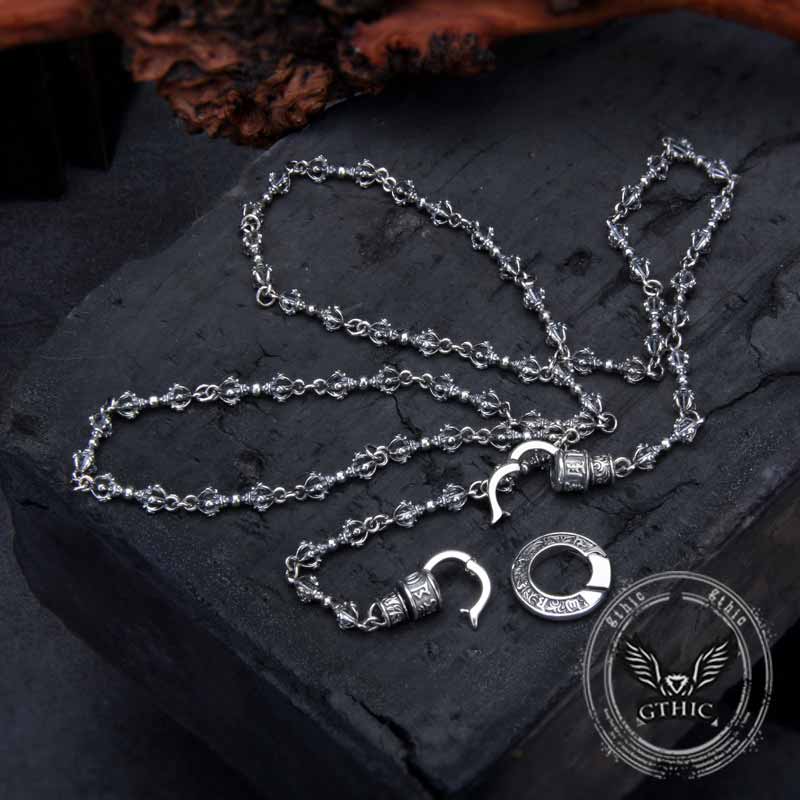 Vajra Six-word Mantra Sterling Silver Necklace