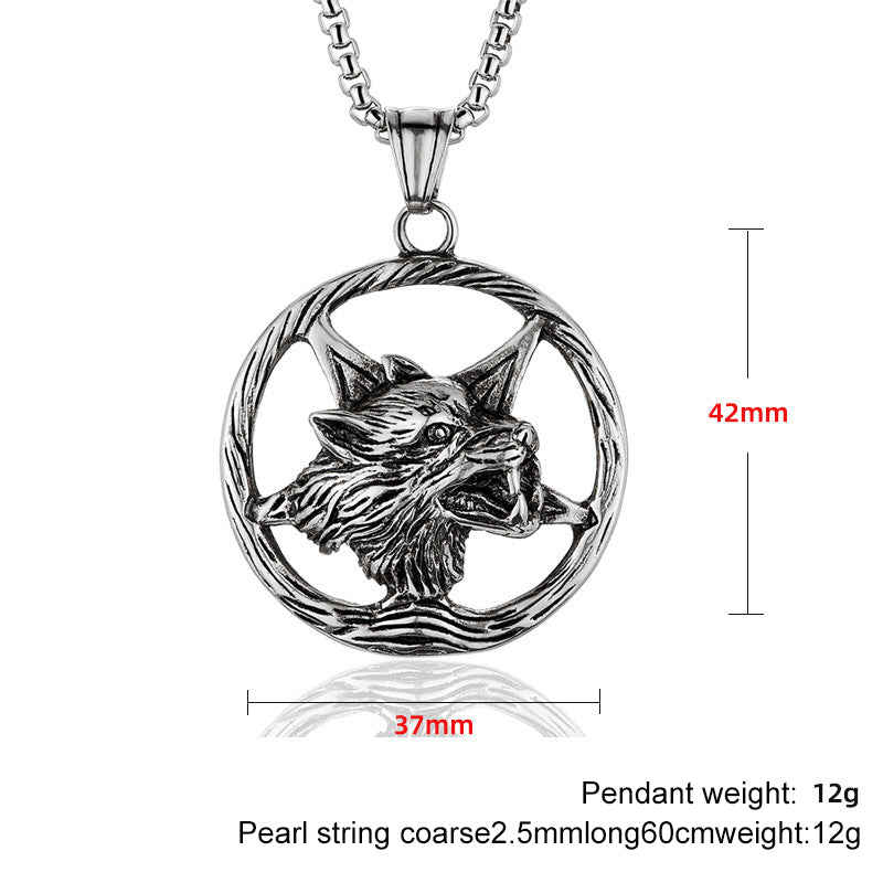 Viking Wolf Head Stainless Steel Pendant