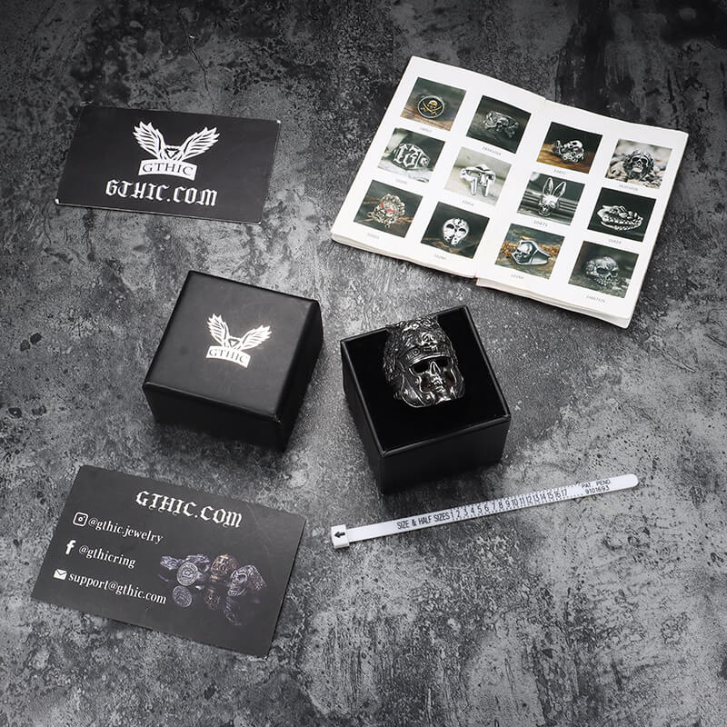 Warrior Wolf Head Stainless Steel Skull Ring