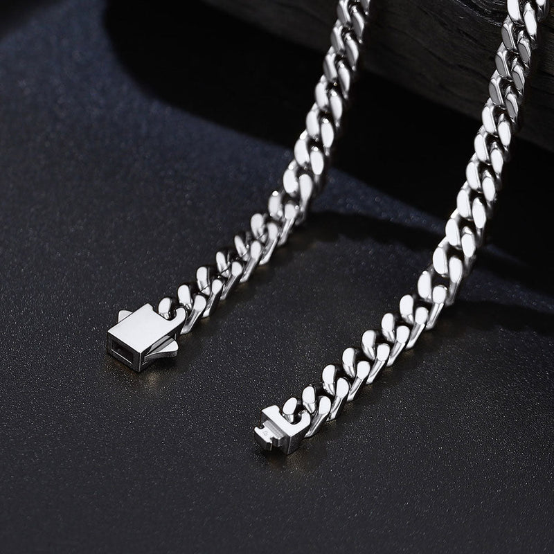 5mm Width Miami Cuban Link Chain Necklace Set for