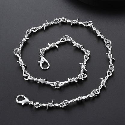 Gothic Thorn Barb Wire Chain Link Necklace Birthday Gift for