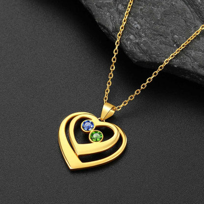 Personalized Sterling Silver Birthstone Heart Necklace