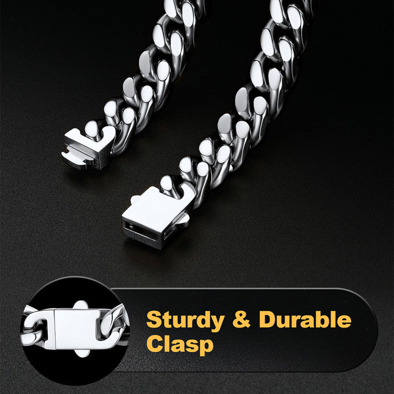 9mm Miami Cuban Link Chain Necklace Set for