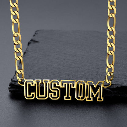 Personalised Nameplate Figaro Chain Necklace for