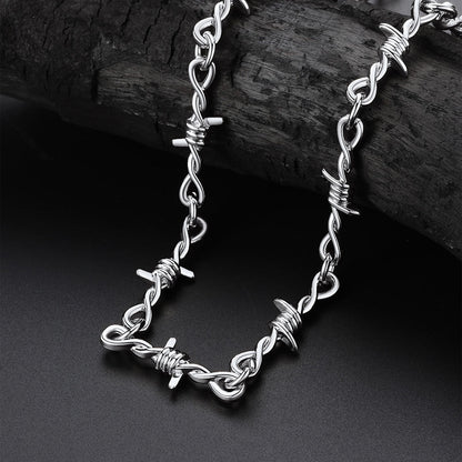 Gothic Thorn Barb Wire Chain Link Necklace Birthday Gift for
