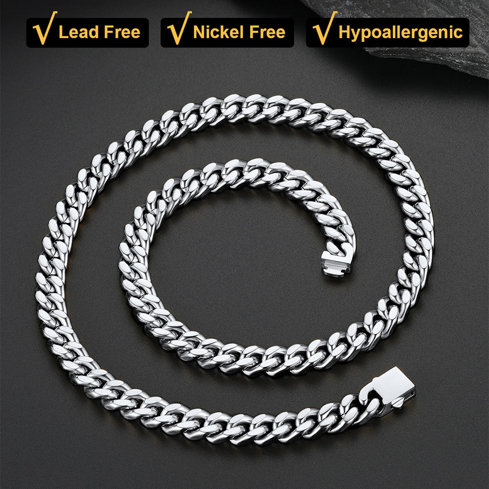 9mm Miami Cuban Link Chain Necklace Set for