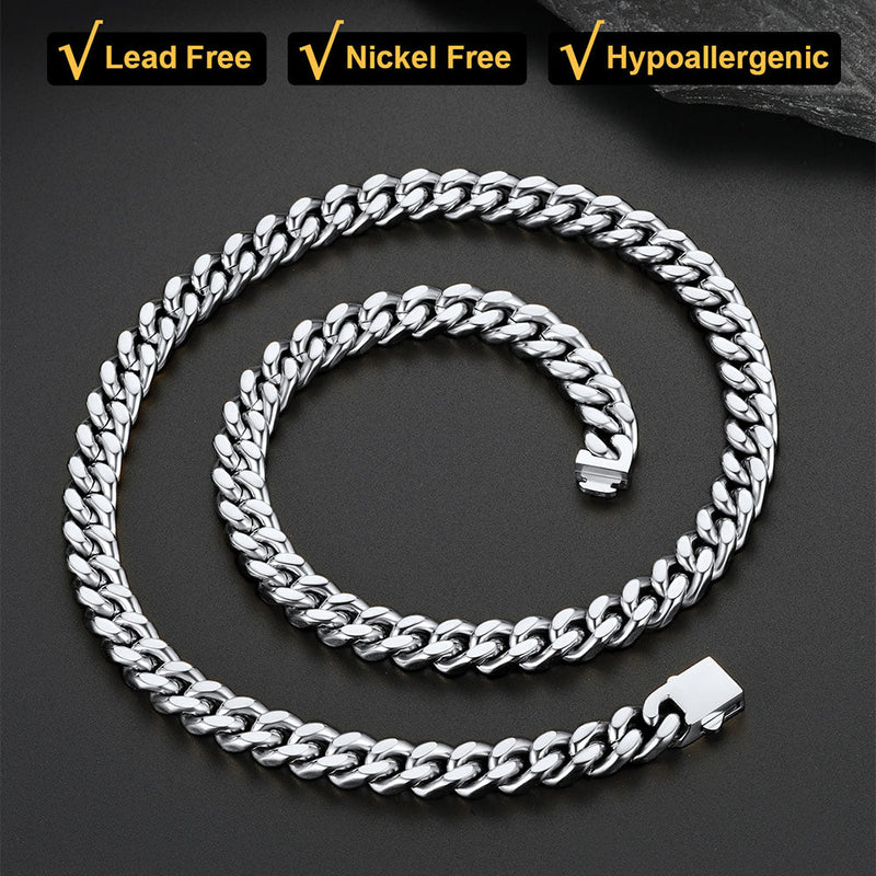 9mm Miami Cuban Link Chain Necklace Set for