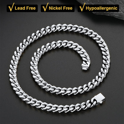 9mm Miami Cuban Link Chain Necklace Set for