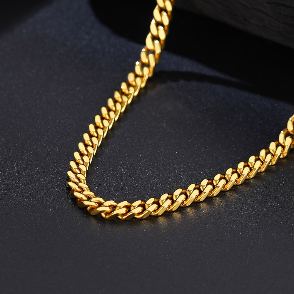 5mm Width Miami Cuban Link Chain Necklace Set for