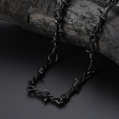 Gothic Thorn Barb Wire Chain Link Necklace Birthday Gift for