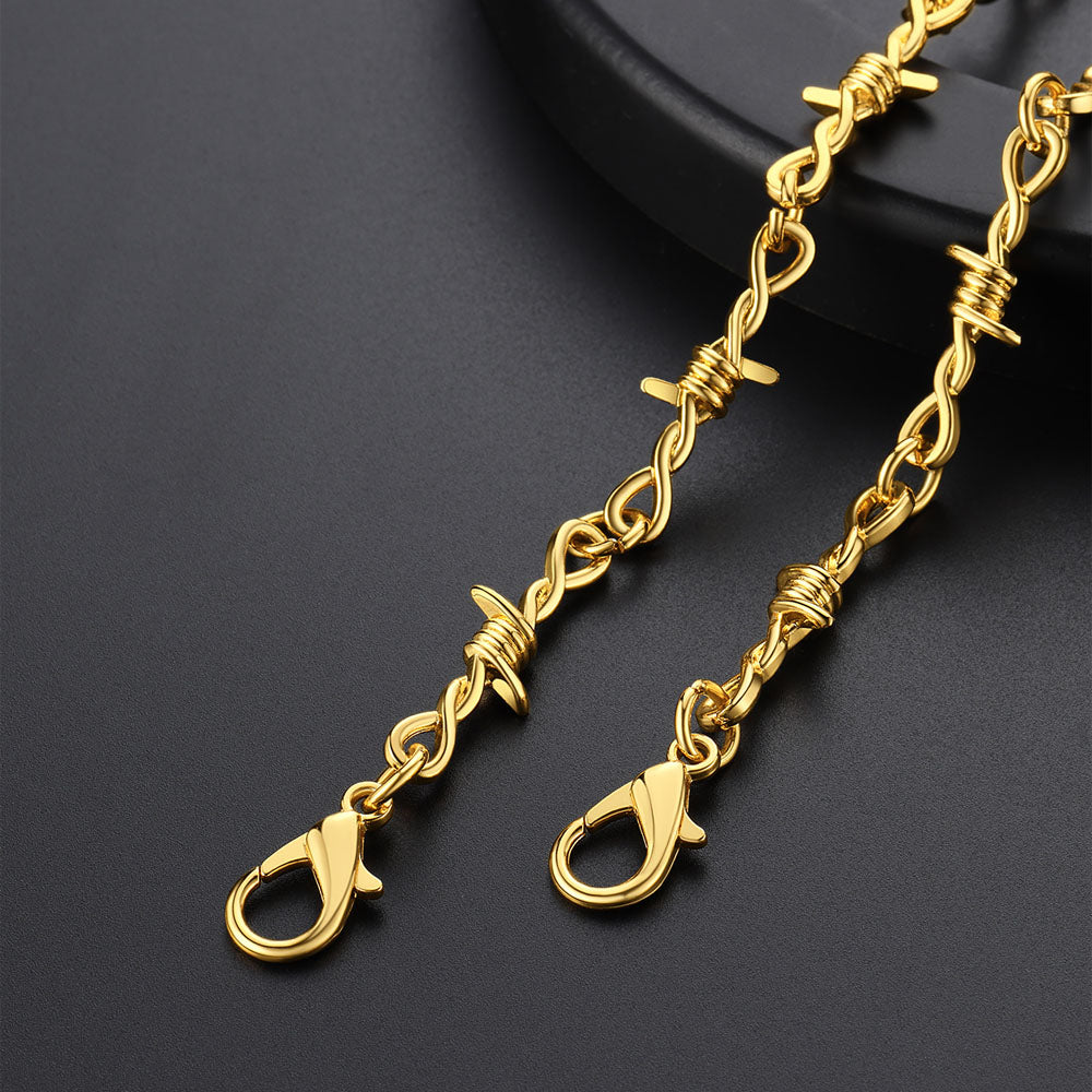 Gothic Thorn Barb Wire Chain Link Necklace Birthday Gift for