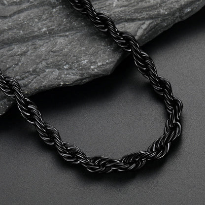 Twisted Rope Chain Stainless Steel Link Necklace for