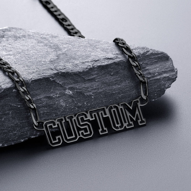 Personalised Nameplate Figaro Chain Necklace for