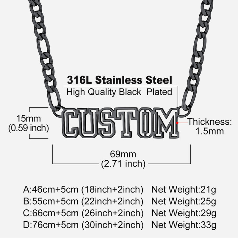 Personalised Nameplate Figaro Chain Necklace for