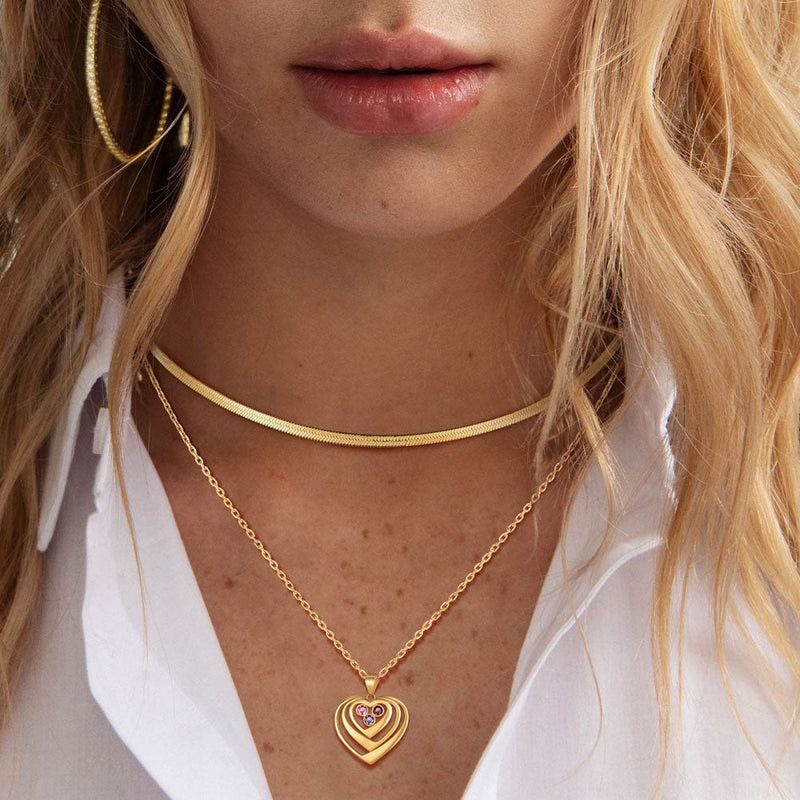 Personalized Sterling Silver Birthstone Heart Necklace