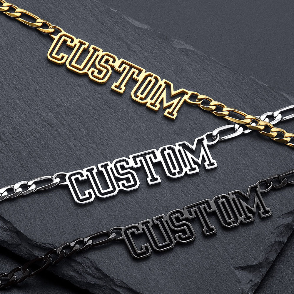 Personalised Nameplate Figaro Chain Necklace for