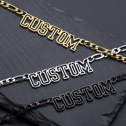 Personalised Nameplate Figaro Chain Necklace for