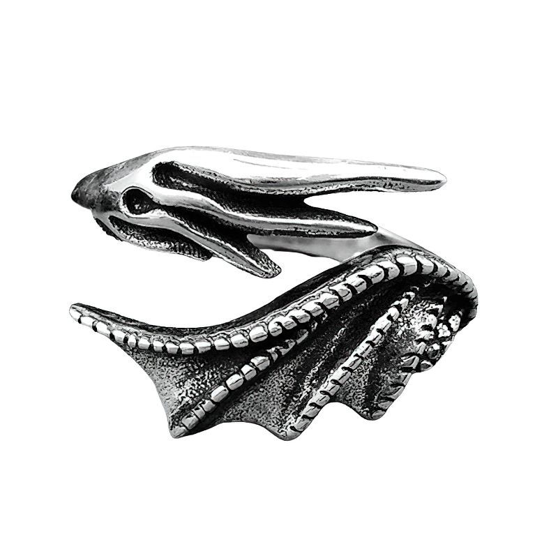 Adjustable Ring of Evil Feather Wing / Gothic Jewelry of 925 Sterling Silver