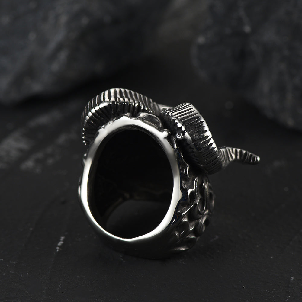 Faithheart Stainless Steel Satan Baphomet Goat Ring for
