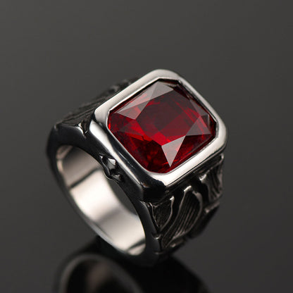 Lava Ruby Ring Stainless Steel Ring for