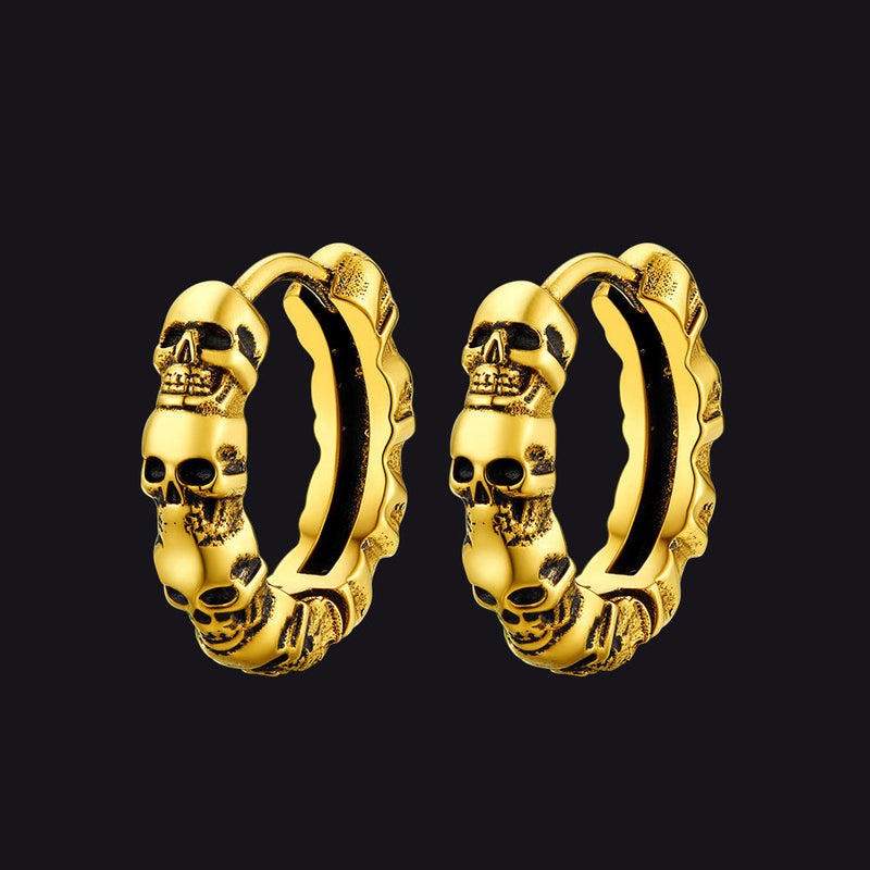 Gothic Skull Huggie Hoop Earrings for