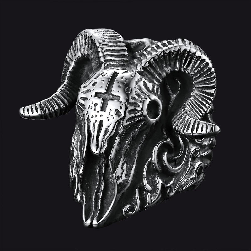 Faithheart Stainless Steel Satan Baphomet Goat Ring for