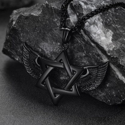Flash Jewish Star of David Necklace With Wing for