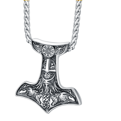 Viking Thor's Hammer Necklace Odin Mjolnir Pendant for