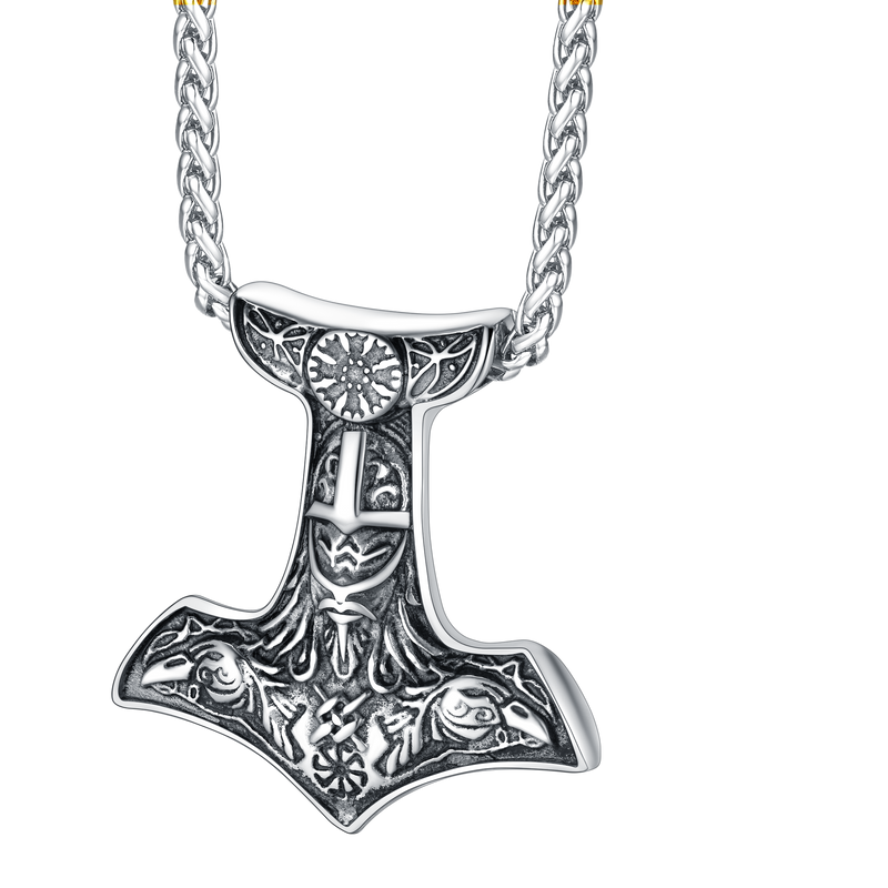 Viking Thor's Hammer Necklace Odin Mjolnir Pendant for