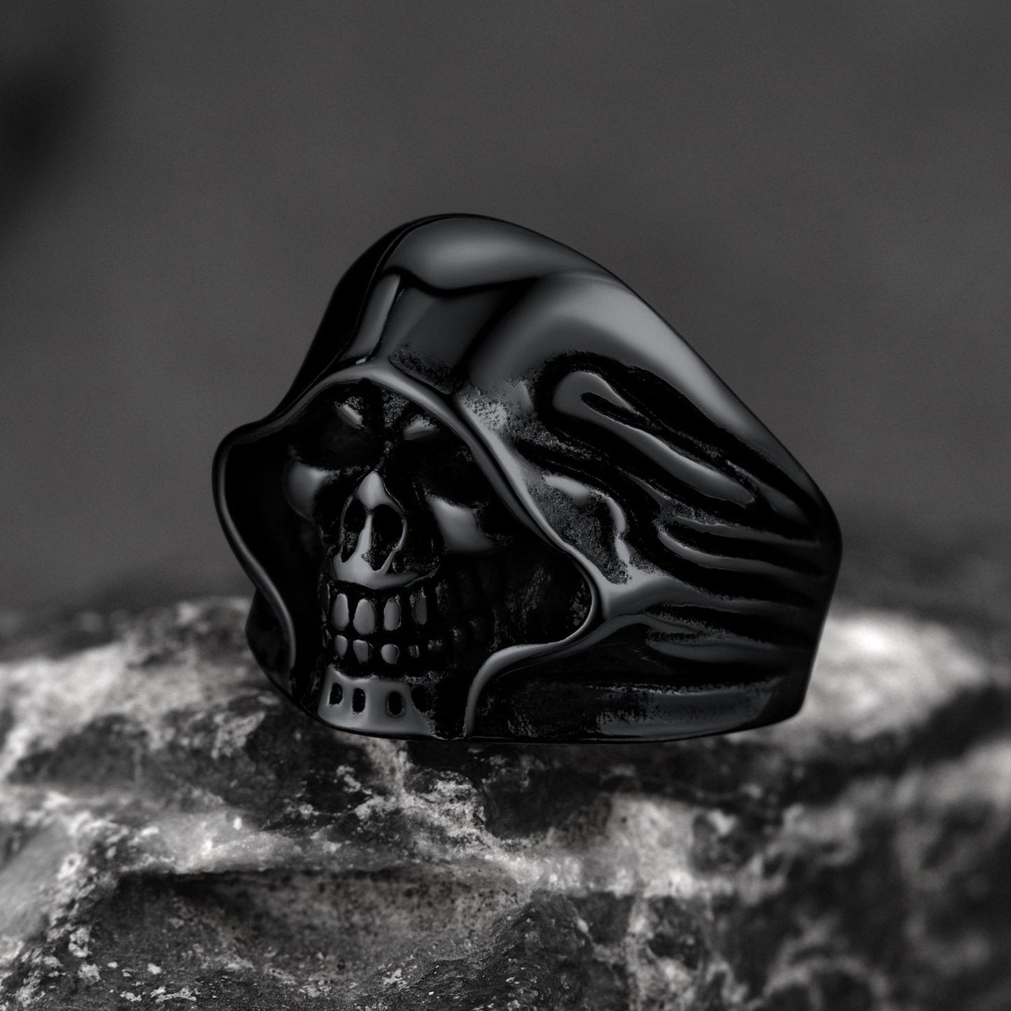 Gothic Grim Reaper Skull Ring for in Stainless Steel