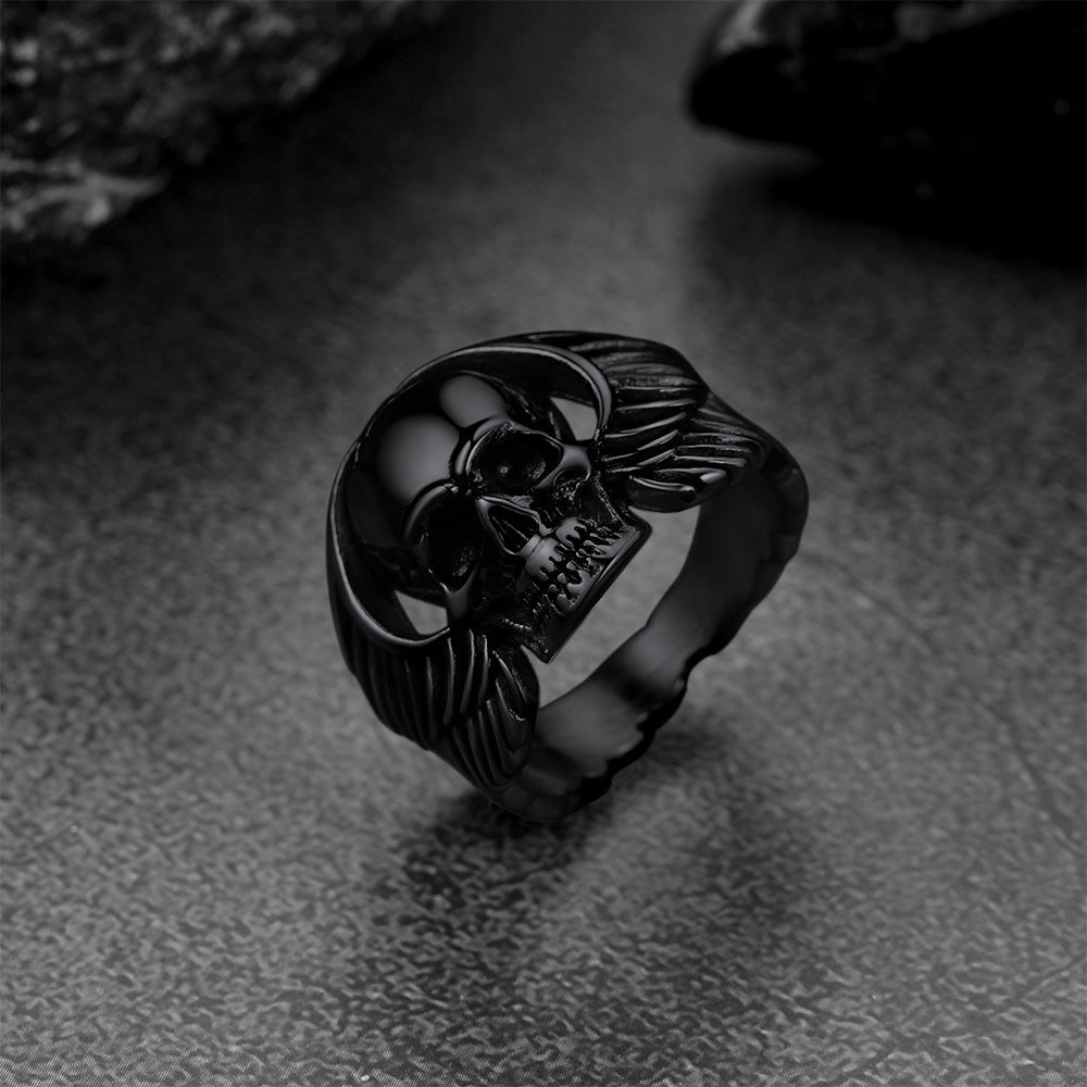 Biker Wings Skull Stainless Steel Ring for