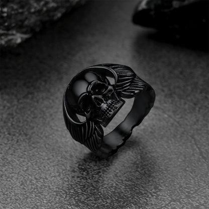Biker Wings Skull Stainless Steel Ring for
