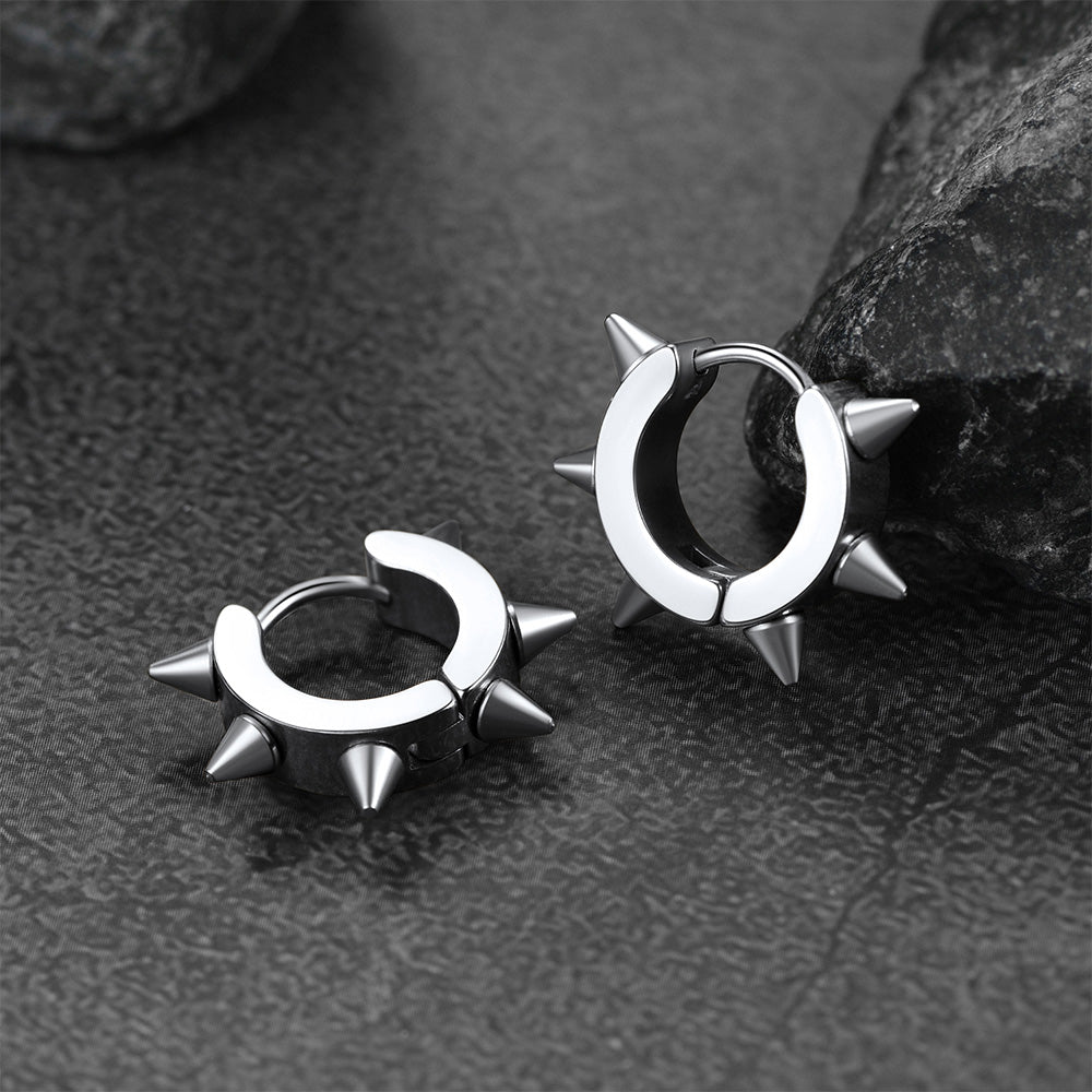 Punk Spike Rivet Huggie Hoop Earrings for