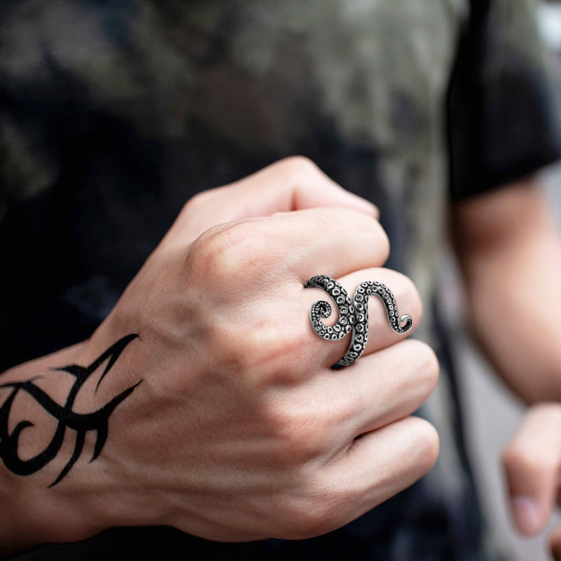 Punk Octopus Tentacle Ring for in Stainless Steel