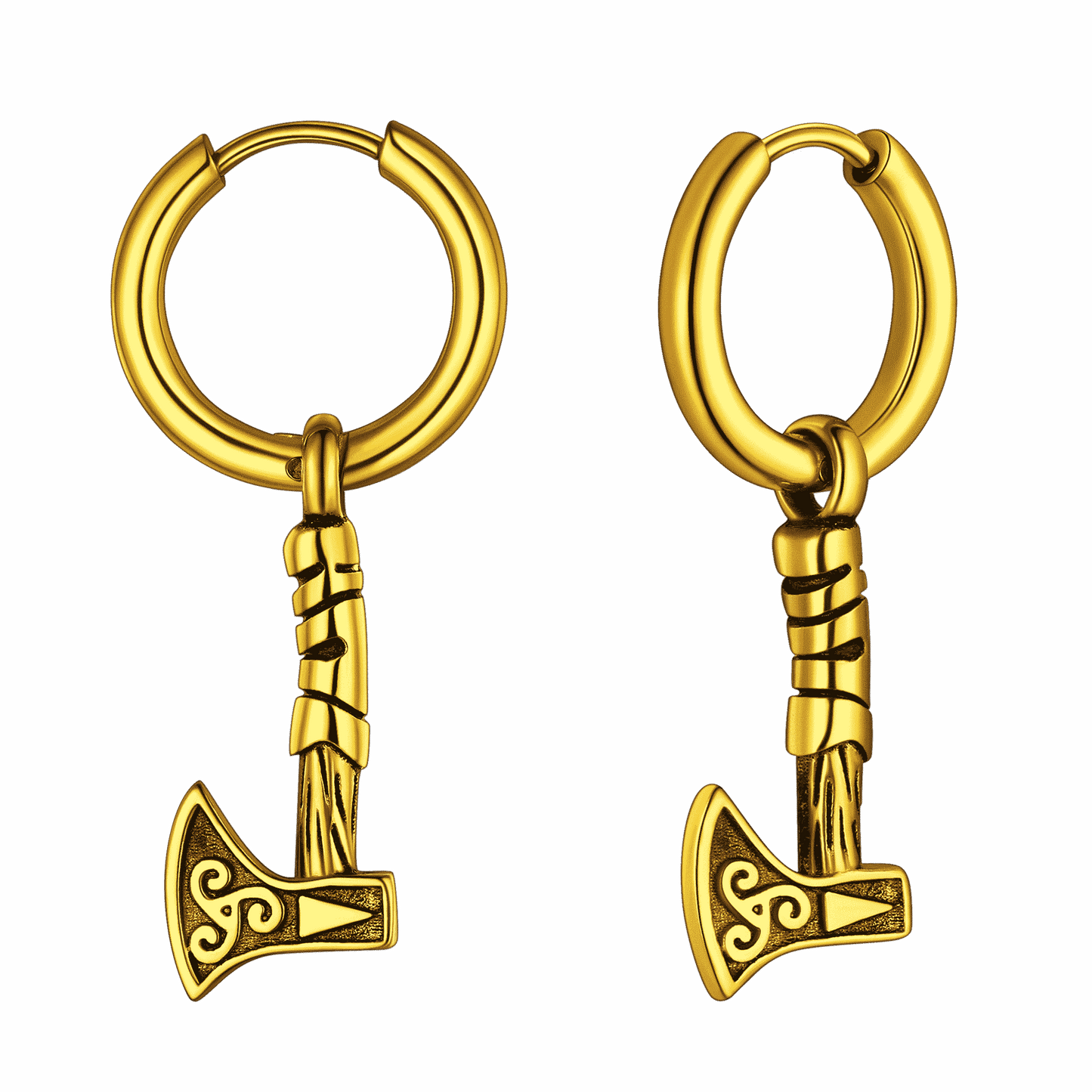 Battle Axe Viking Dangle Hoop Earrings for