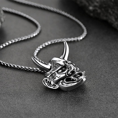 Faithheart Demon Hannya Mask Pendant Necklace for