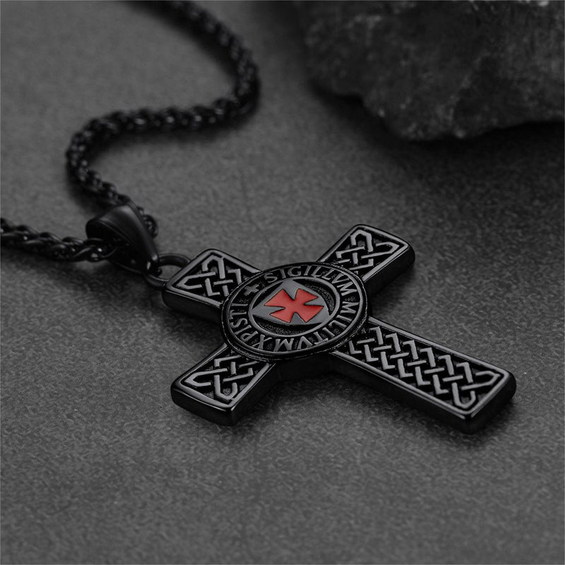Knights Templar Celtic Cross Pendant Necklace for