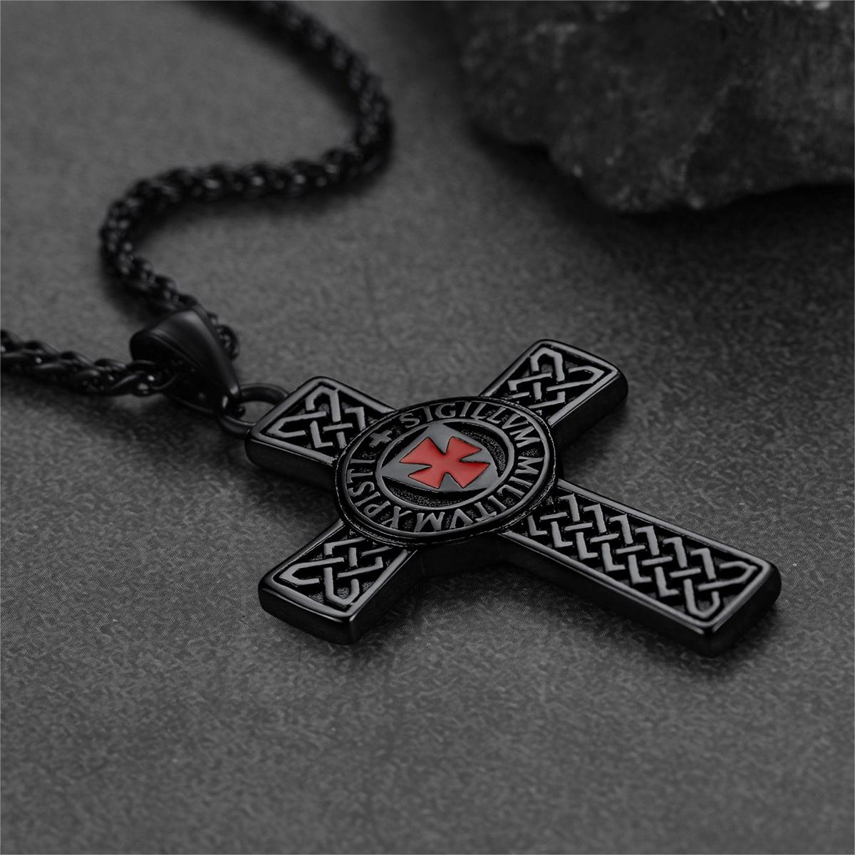 Cuban Chain & Celtic Cross Necklace Set for