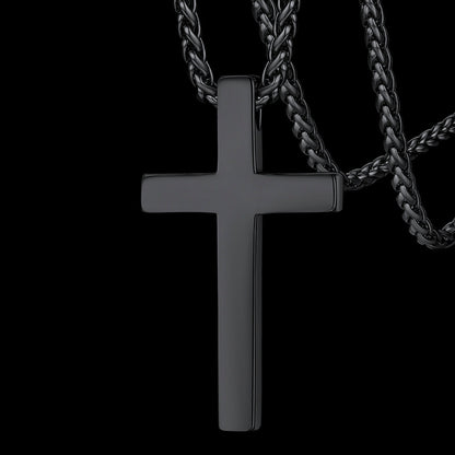 Christian Black Enamel Cross Necklace for