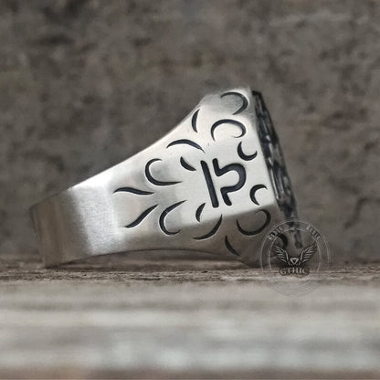 12 Constellations Zodiac Sterling Silver Octagonal Ring