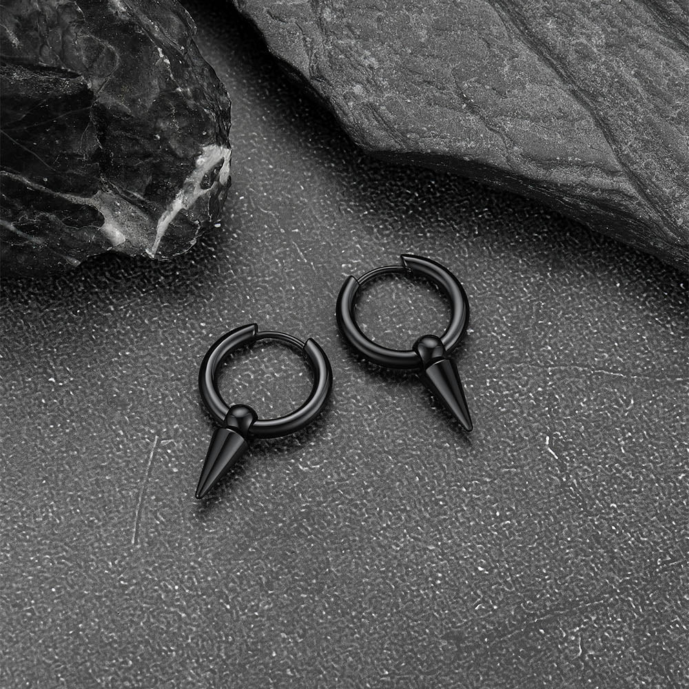Punk Spike Huggie Hoop Earrings for