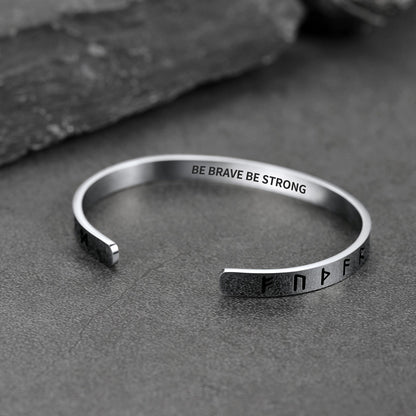 Norse Viking Runes Bangle Cuff Bracelet for
