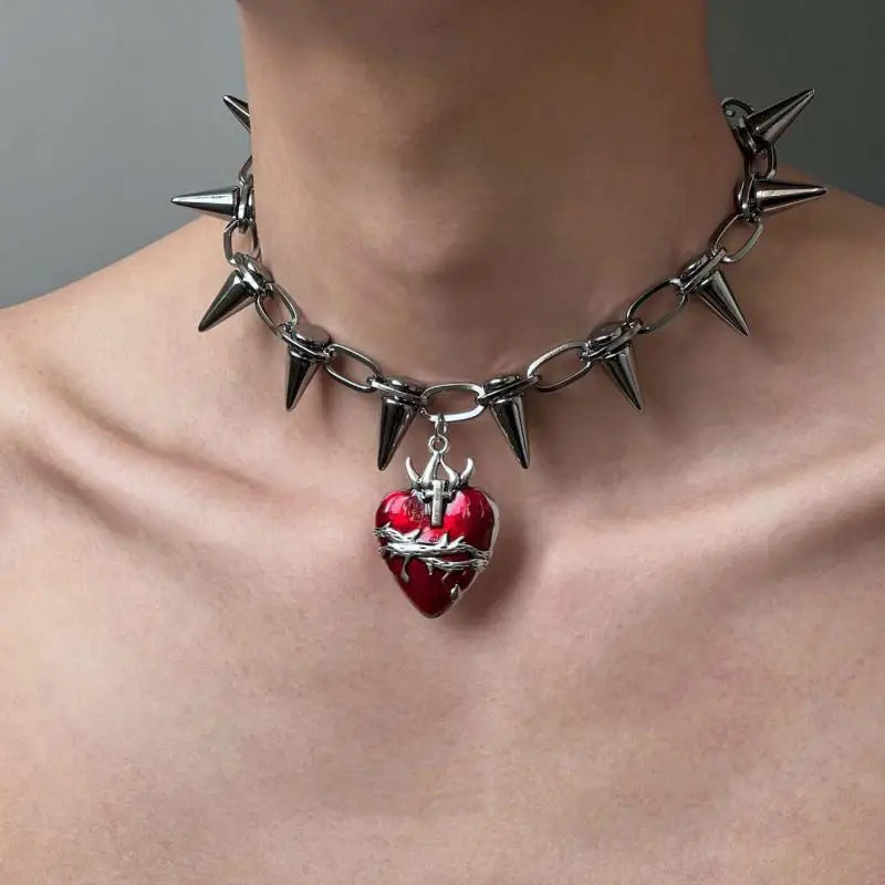 Punk Heart Pendant Silver